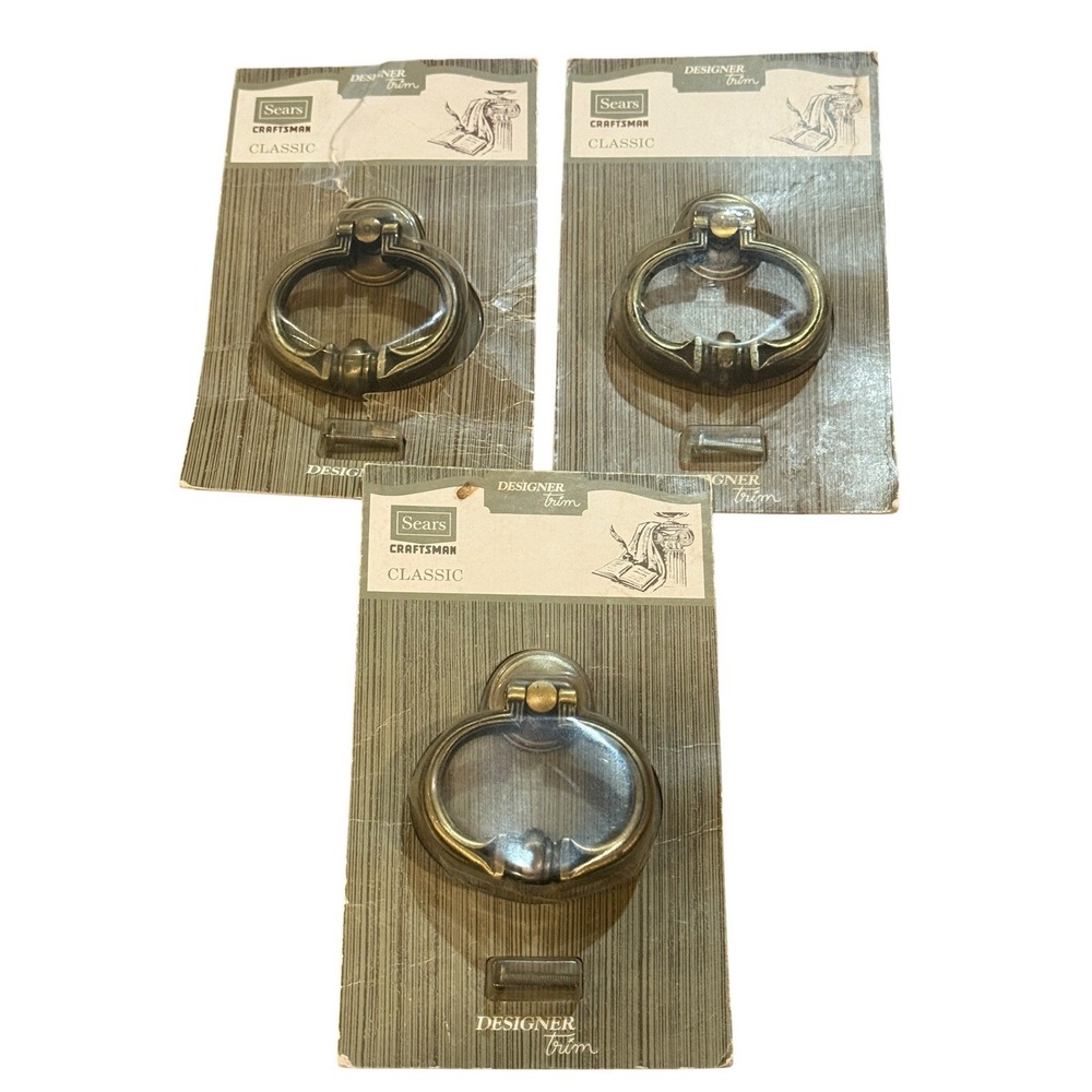 Vtg Sears Craftsman Italian Influence USA Made Ring Pulls Metal Gold Tone Lot 3